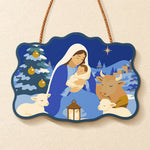 Blessed holy nativity paint by numbers door hanger finished design