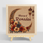 Blessings of ramadan and floral crescent moon punch needle kit for beginners