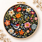 Blossom and bird art embroidery kit