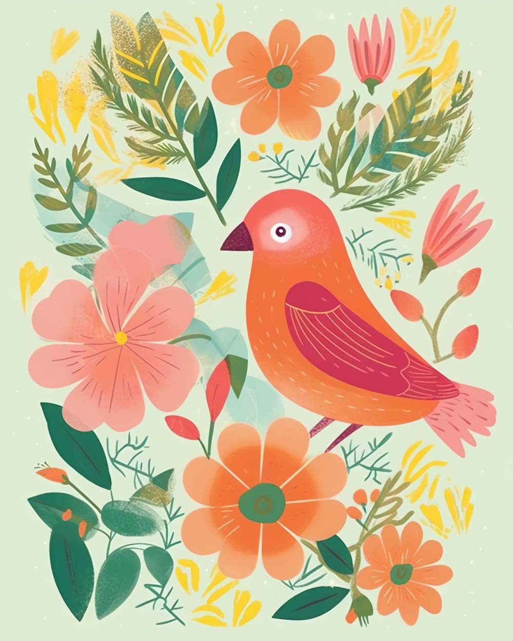 Blossom and bird cross stitch kit for beginners