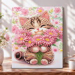 Blossom holding kitten pearl diamond painting kit for beginners