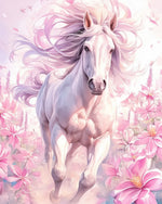 Blossom running white horse cross stitch kit for beginners