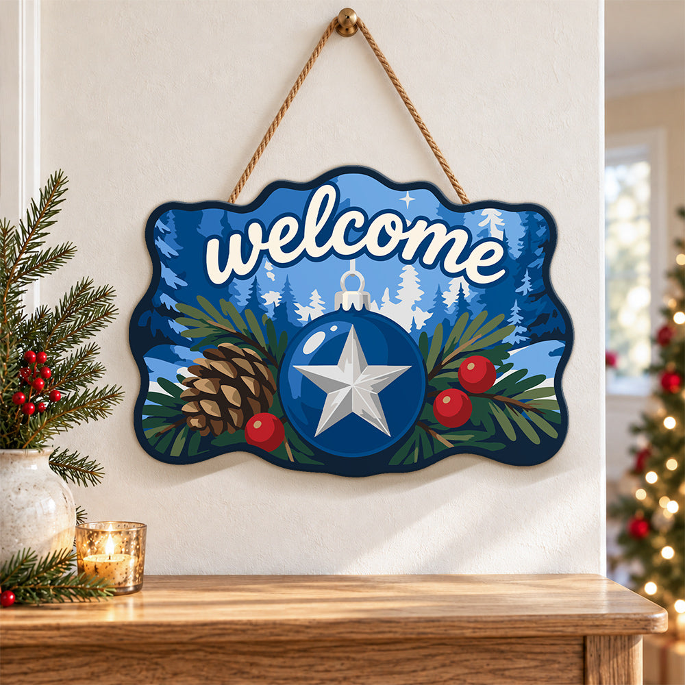 Blue bauble welcome decor paint by numbers door hanger as indoor wall decor