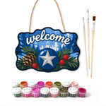 Blue bauble welcome decor paint by numbers door hanger with paints and brushes