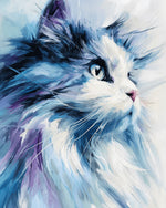 Blue brushstroke cat cross stitch kit for beginners