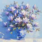 Blue magnolia bouquet cross stitch kit for beginners