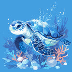 Blue ocean turtle cross stitch kit for beginners