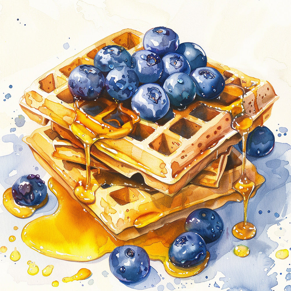 Blueberry honey waffles cross stitch kit for beginners