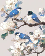 Bluebirds on magnolia branches cross stitch kit for beginners