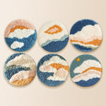 Boho cloud and sea punch needle coaster kit finished handmade coasters