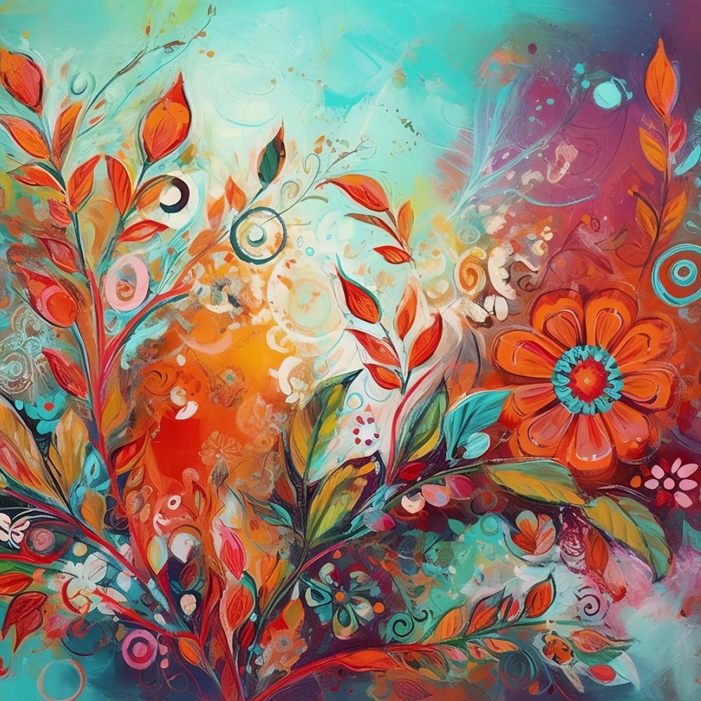 Boho floral abstract cross stitch kit for beginners