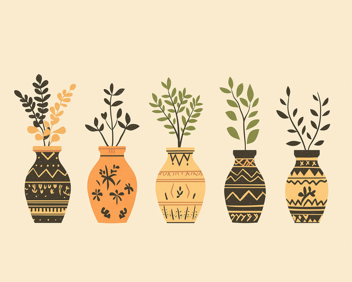 Boho potted plant collection cross stitch kit for beginners