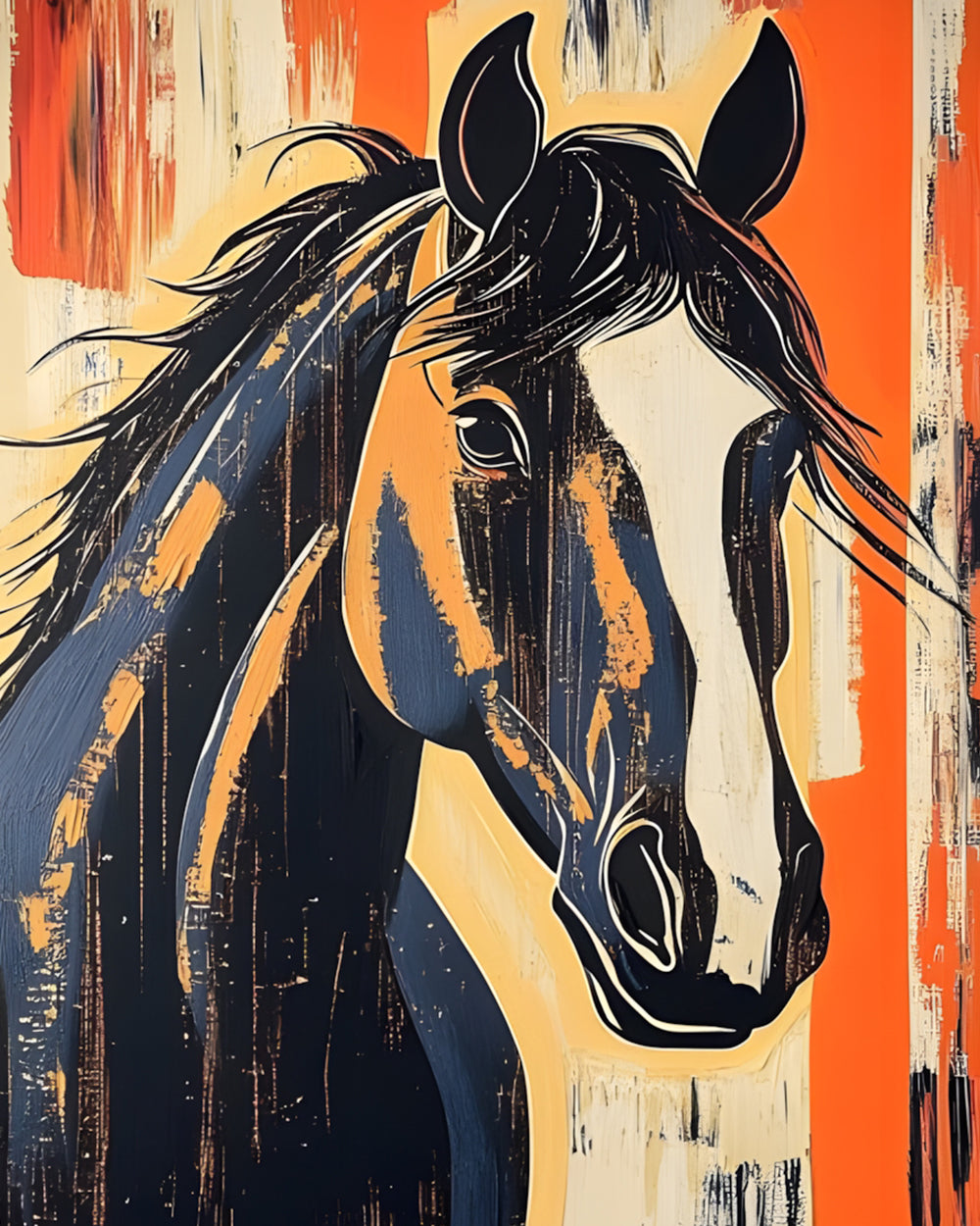 Bold abstract horse cross stitch kit for beginners
