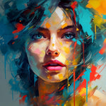 Bold abstract paint splash portrait cross stitch kit for beginners
