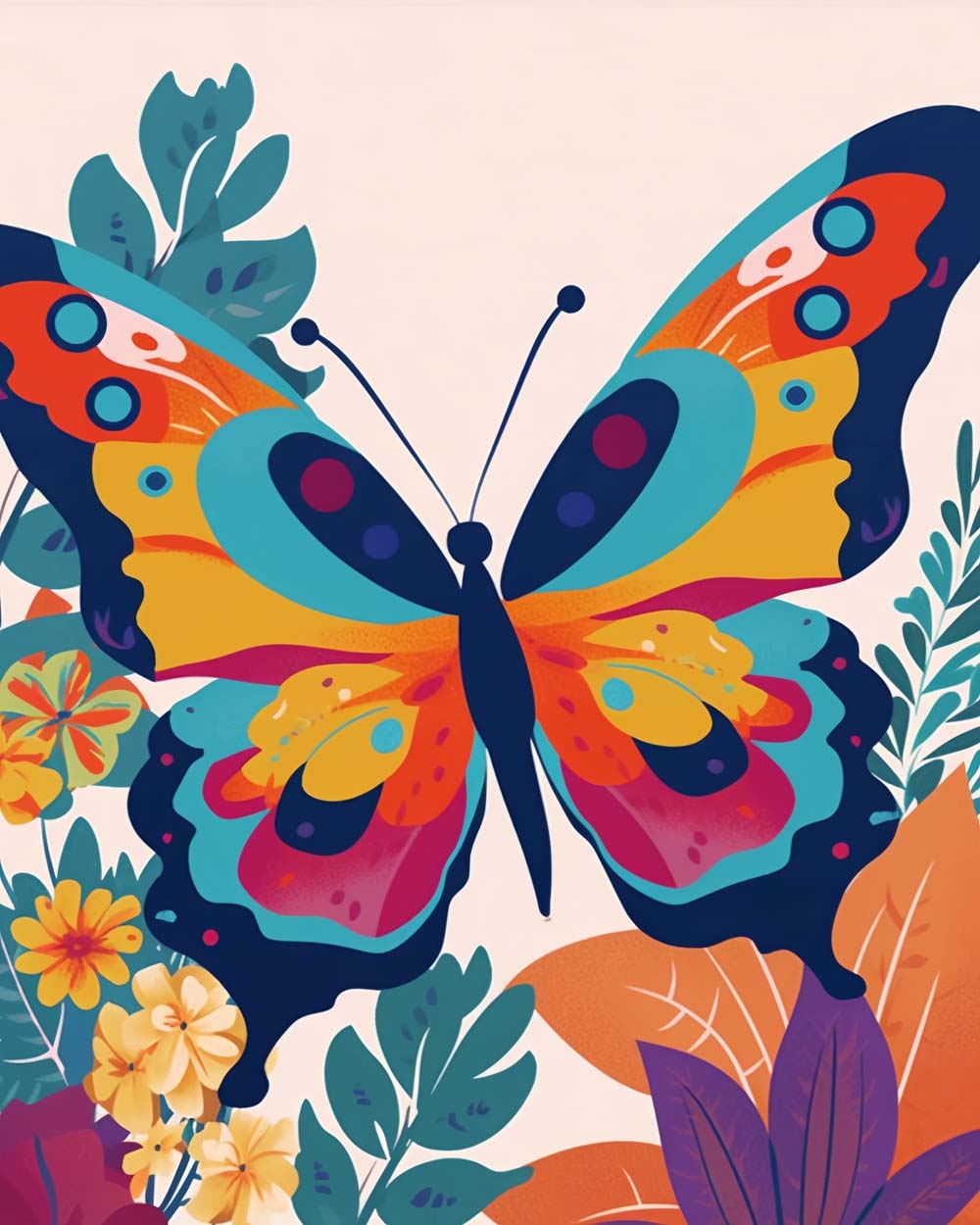 Bold artistic butterfly cross stitch kit for beginners