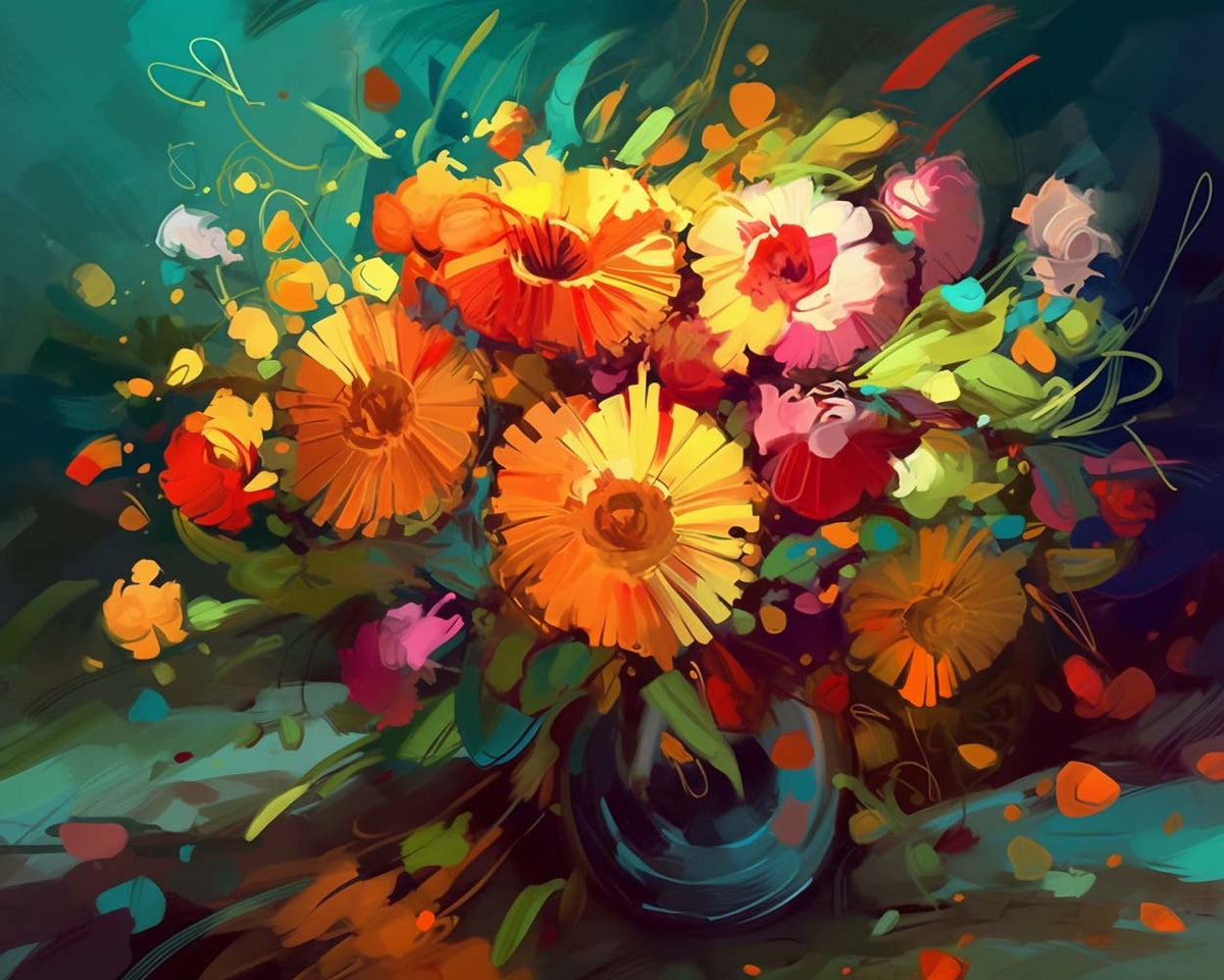 Bold brushstroke florals cross stitch kit for beginners