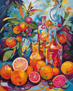 Bold citrus still life cross stitch kit for beginners
