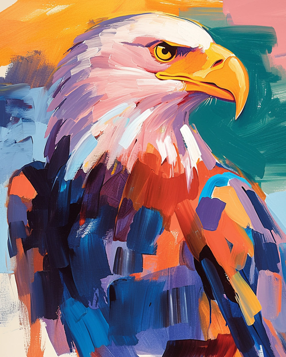 Bold eagle portrait cross stitch kit for beginners