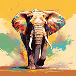 Bold elephant with color splashes cross stitch kit for beginners