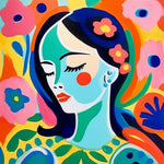 Bold floral abstract woman portrait cross stitch kit for beginners