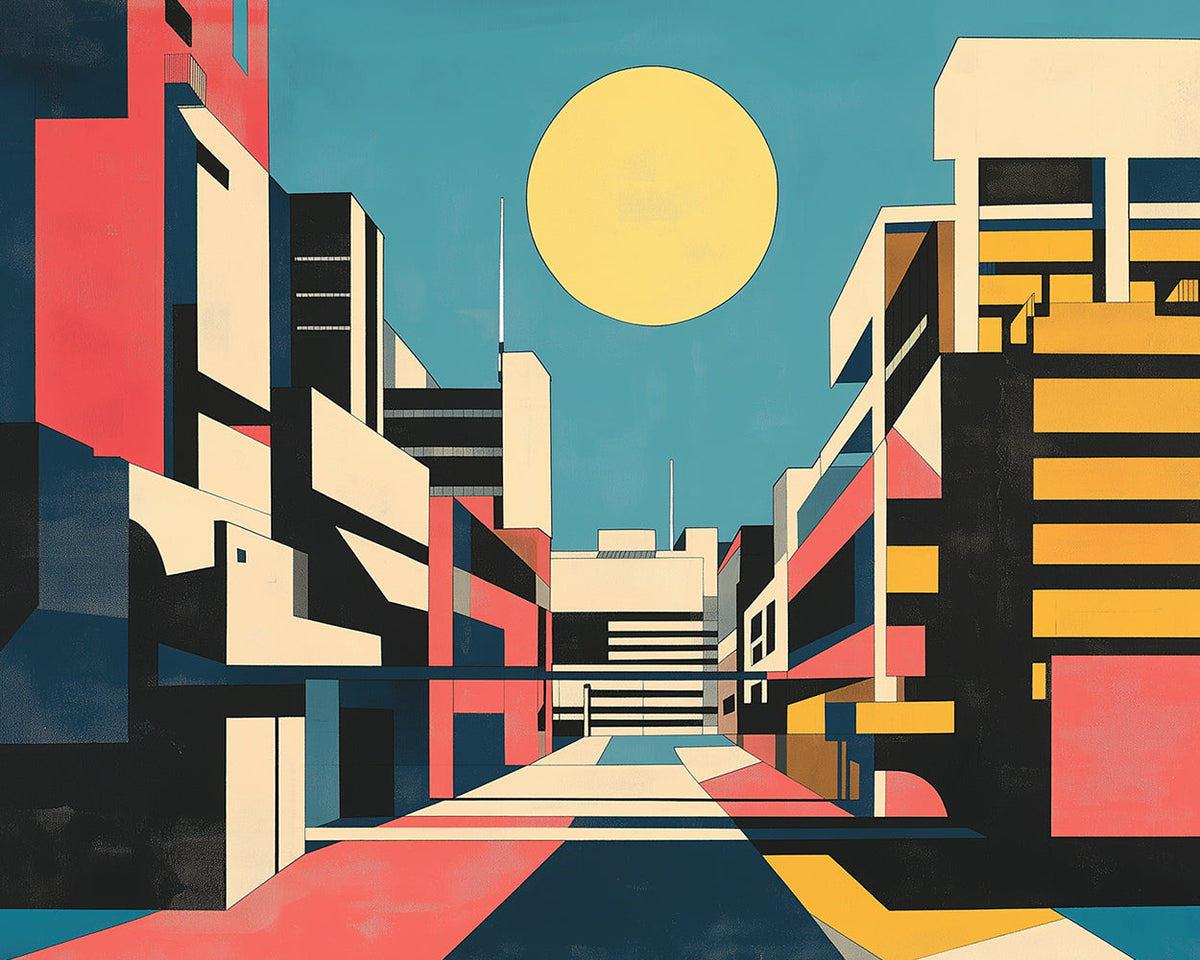 Bold geometric cityscape cross stitch kit for beginners