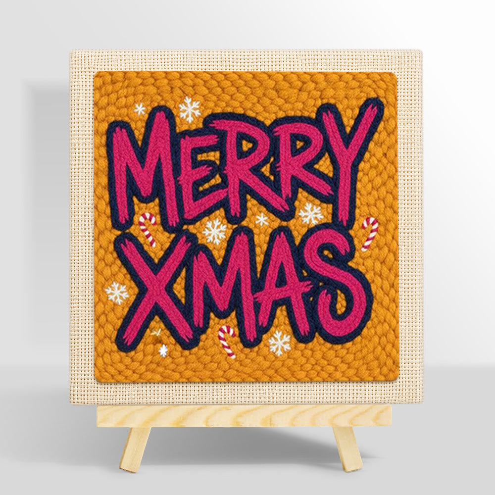 Bold merry xmas lettering punch needle kit for beginners