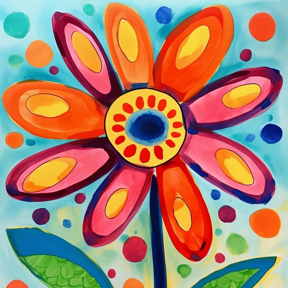 Bold pop art stylized flower cross stitch kit for beginners