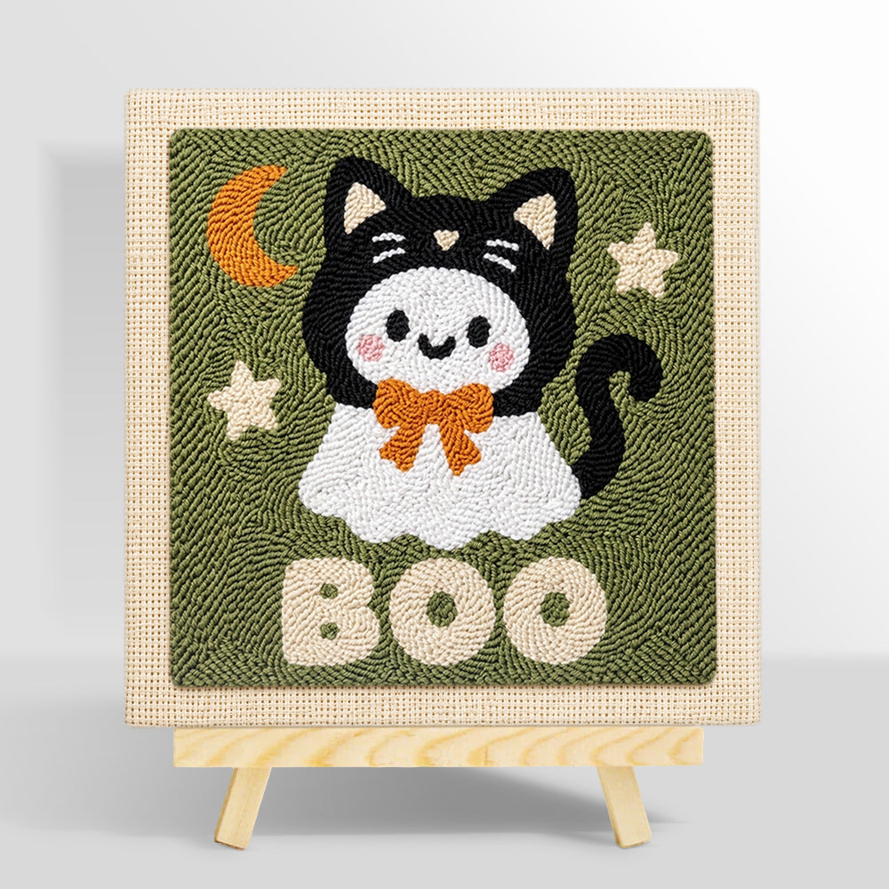 Boo ghost cat punch needle kit for beginners