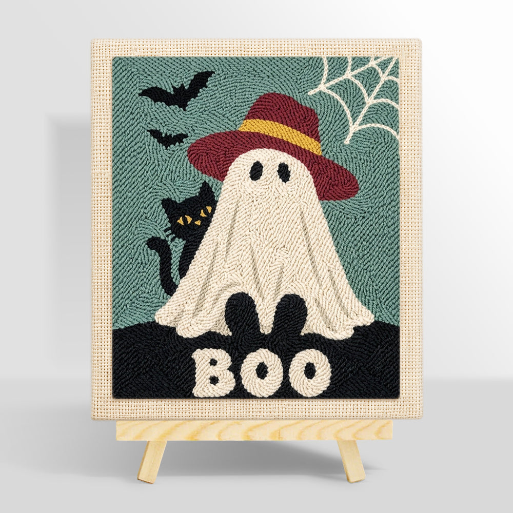 Boo ghost with hat punch needle kit for beginners