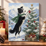 Border collie decorating christmas tree pearl diamond painting kit for beginners