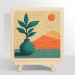 Botanical vase and mountains punch needle kit for beginners