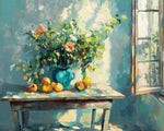 Bouquets and fruit on the desk cross stitch kit for beginners