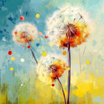 Bright abstract dandelion art cross stitch kit for beginners
