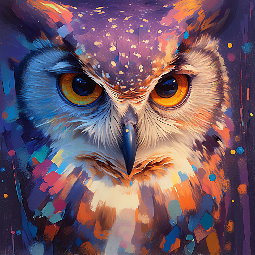 Bright color owl art cross stitch kit for beginners