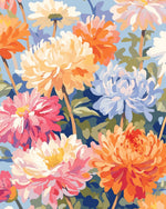 Bright dahlia garden cross stitch kit for beginners
