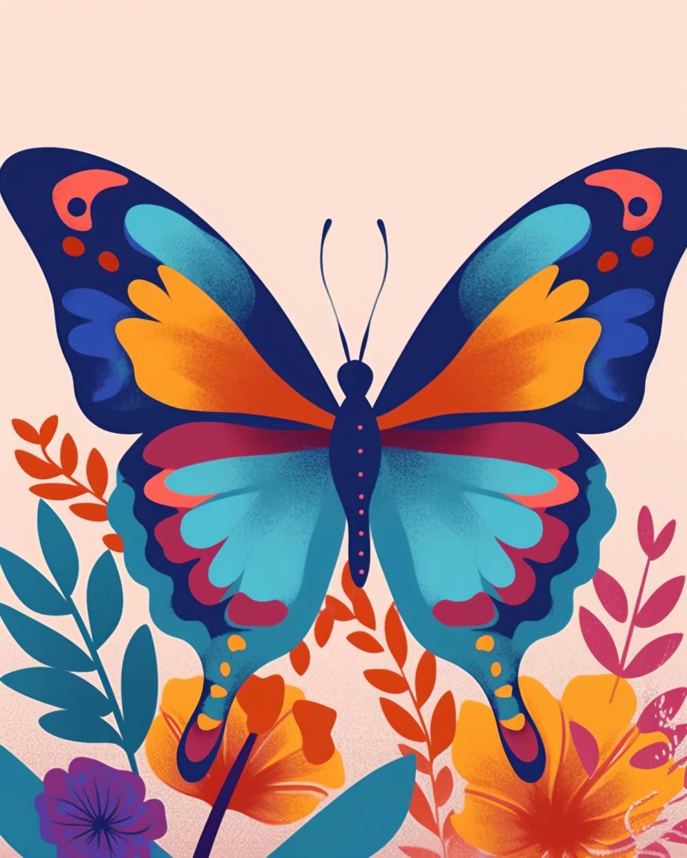 Bright floral butterfly cross stitch kit for beginners