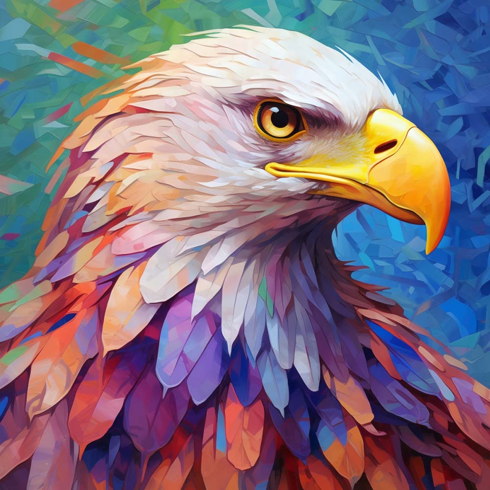 Bright‑hued eagle art cross stitch kit for beginners