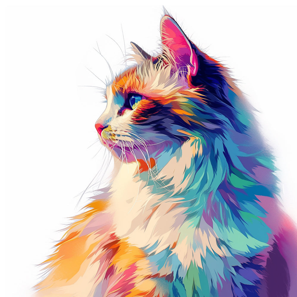 Bright multicolor cat cross stitch kit for beginners