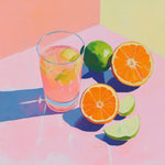 Bright oil painting citrus drink cross stitch kit for beginners