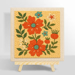 Bright orange flowers punch needle kit for beginners