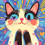 Bright pop art cat cross stitch kit for beginners