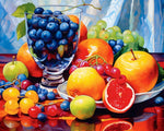 Bright pop‑art fruit still life cross stitch kit for beginners