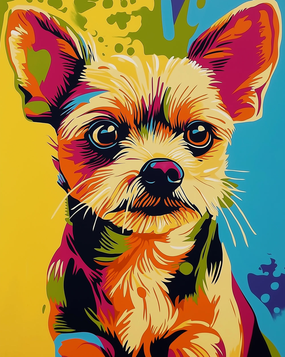 Bright pop chihuahua cross stitch kit for beginners