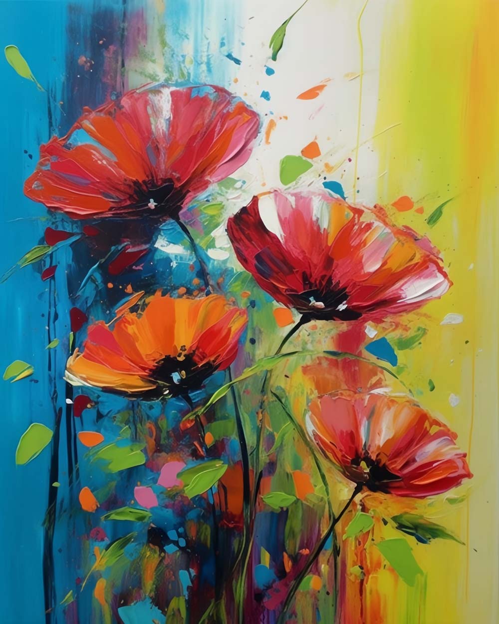 Bright poppy palette cross stitch kit for beginners