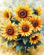 Bright sunflower bouquet cross stitch kit for beginners