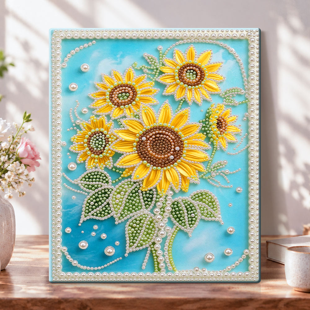 Bright sunflowers pearl diamond painting kit for beginners