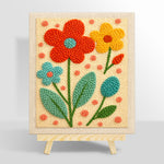 Bright tricolor flowers punch needle kit for beginners