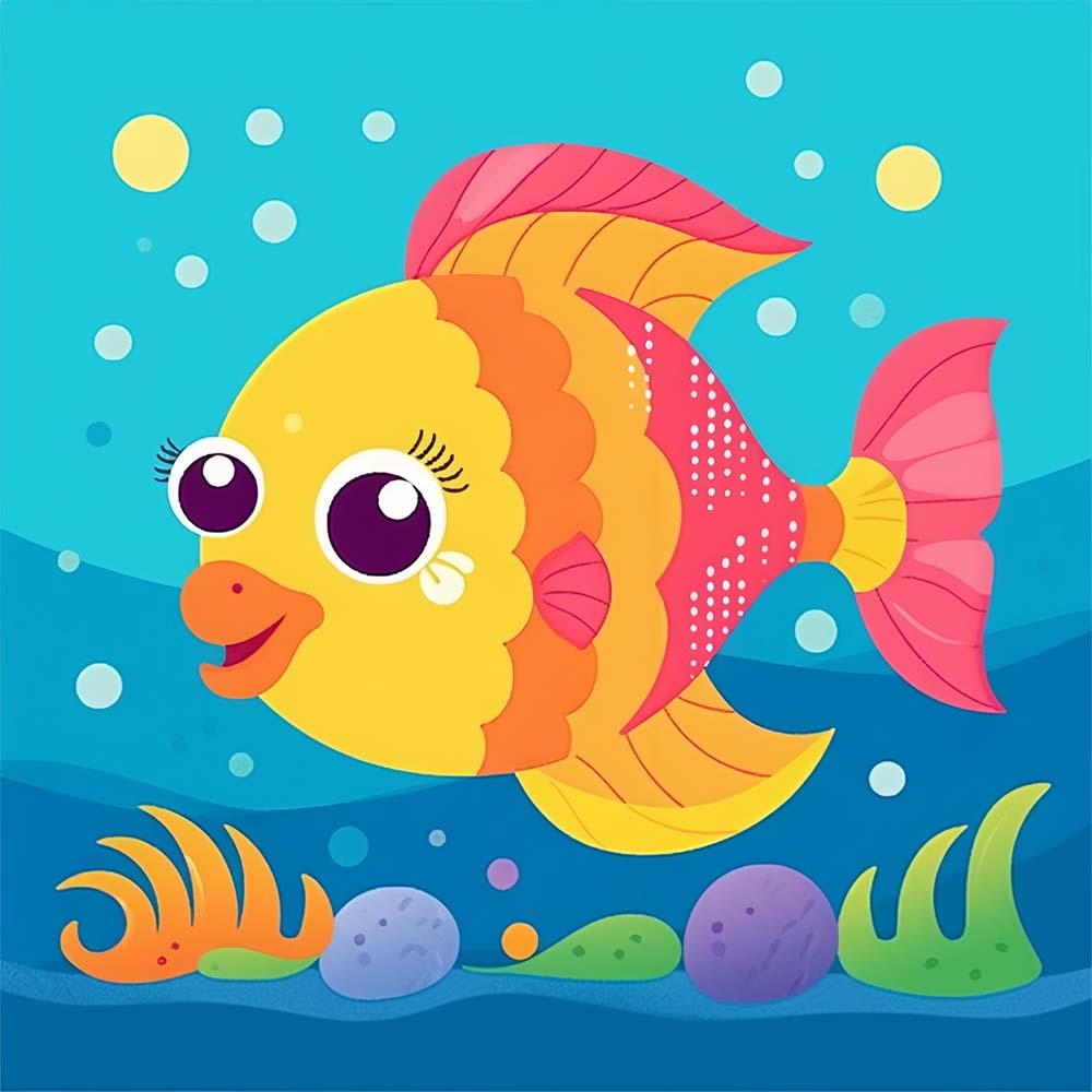 Bright tropical fish cross stitch kit for beginners