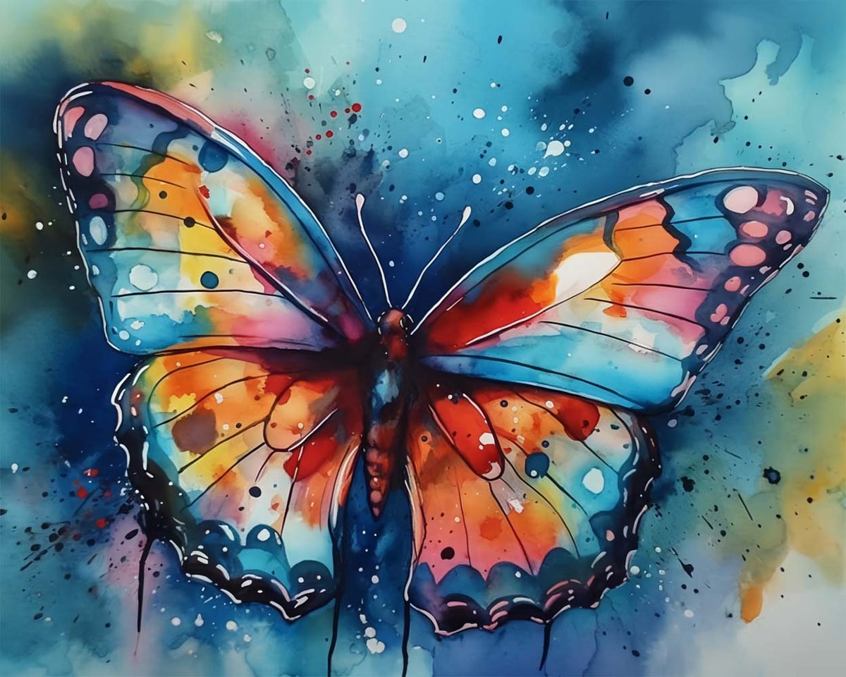 Bright watercolor butterfly wings cross stitch kit for beginners