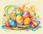 Bright whimsical easter egg art cross stitch kit for beginners